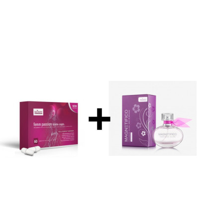 Akční balíček pro ženy Femm Passion Libido cps. 60kapslí + MAGNETIFICO Pheromone Allure 50ml - " feromony pro ženy "