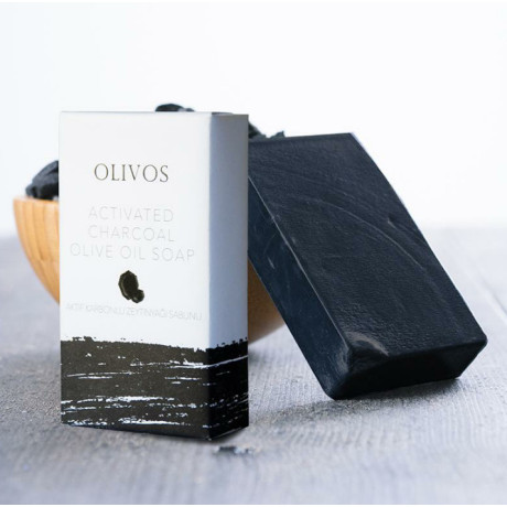 OLIVOS Přírodní mýdlo s extra panenským olivovým olejem a dřevěným uhlím, 125 g