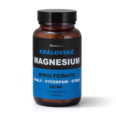 Královské Magnesium Bisglycinate 875 mg + (Vitamín B6), 90 veg. kapslí, PegraStore.cz