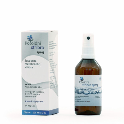Koloidní stříbro 20ppm Proti akné a pro ošetření pleti - sprej 100 m, pegrastore.cz